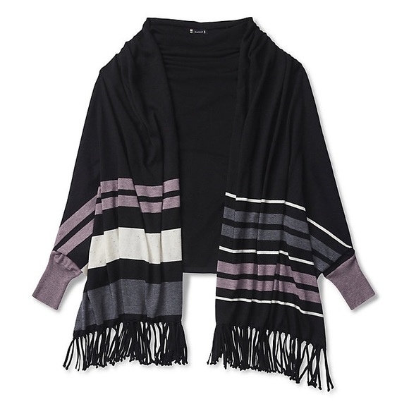 Smartwool Black Stripe Shadow Pine Scarf Wrap Shawl Small Medium Fringe Wool - Picture 3 of 11